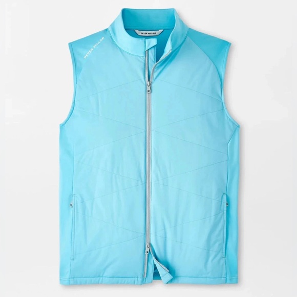 Peter Millar Cyan Fuse Hybrid Full-Zip Vest MF24EZ11 Golf Turquoise Blue
